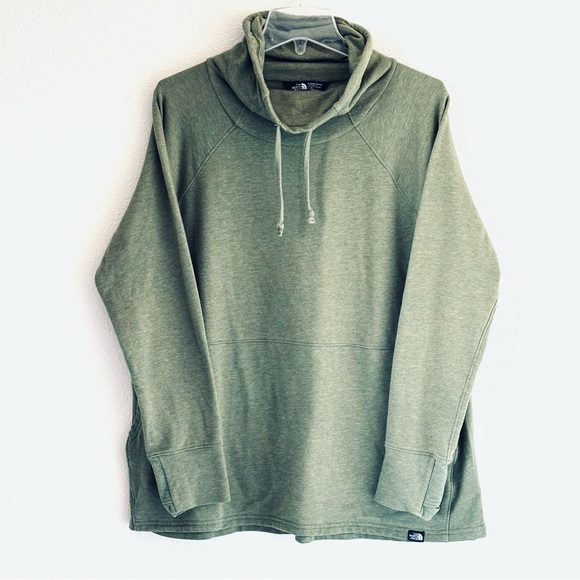 EUC North Face Olive Green Funnel Neck Pullover Hoodie - Picture 2 of 4